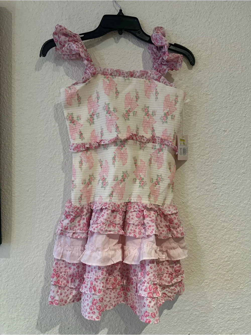 LoveShackFancy Kids Pink Floral Ruffled Sundress